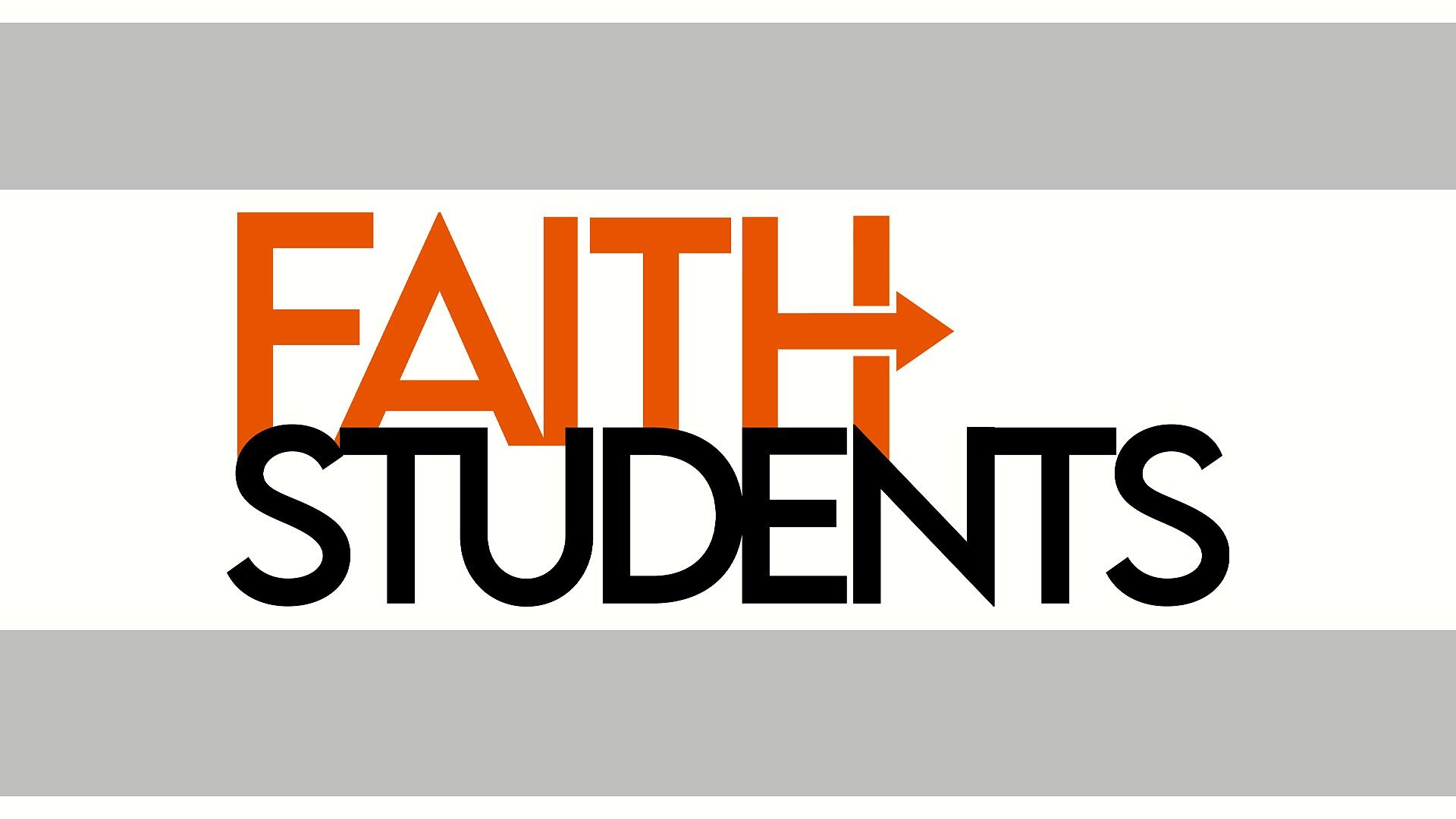 Faith Students logo with an orange arrow